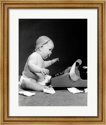 Framed 1960s Side View Of Chubby Baby Print