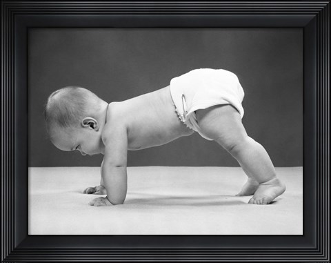 Framed 1950s Baby Girl Push Up Print