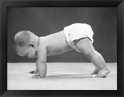 Framed 1950s Baby Girl Push Up Print