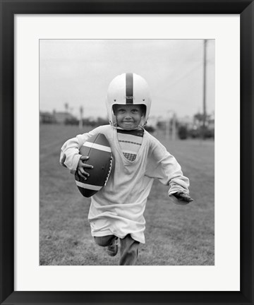 Framed 1950s Boy In Oversized Shirt And Helmet Print