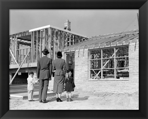 Framed 1950s Family Looking At New Home Print