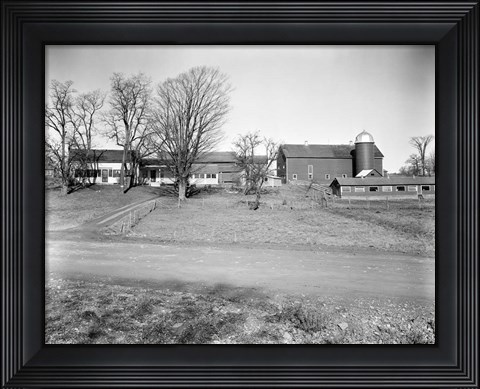 Framed 1920s Rural Farmhouse Farm Barn And Barnyard Print