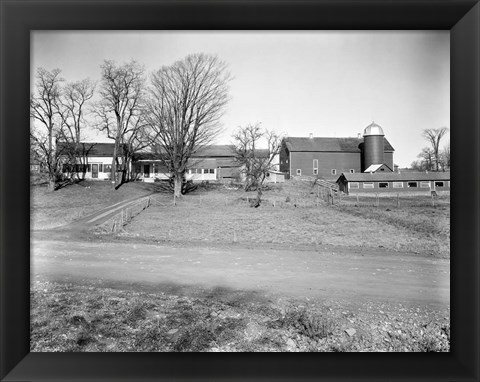 Framed 1920s Rural Farmhouse Farm Barn And Barnyard Print