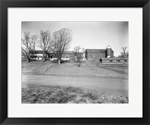 Framed 1920s Rural Farmhouse Farm Barn And Barnyard Print