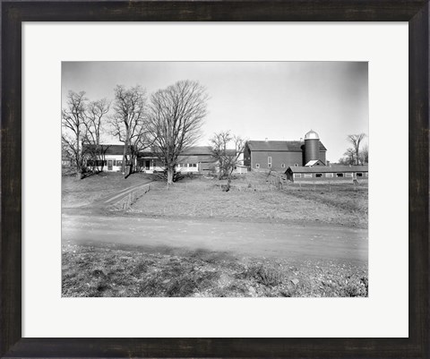 Framed 1920s Rural Farmhouse Farm Barn And Barnyard Print