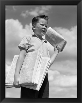 Framed 1930s Newspaper Boy Print