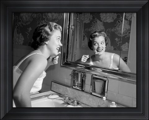 Framed 1950s Smiling Woman Print