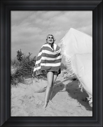 Framed 1960s Blond Bathing Beauty Print