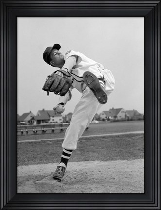Framed 1950s Teen In Baseball Uniform Print