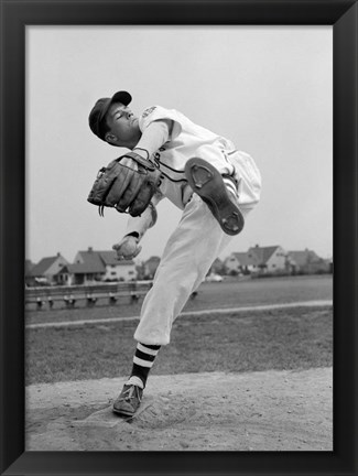 Framed 1950s Teen In Baseball Uniform Print