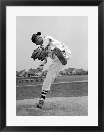 Framed 1950s Teen In Baseball Uniform Print