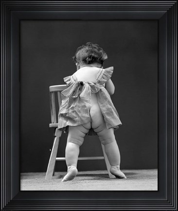 Framed 1940s Back End View Of Nude Girl Print
