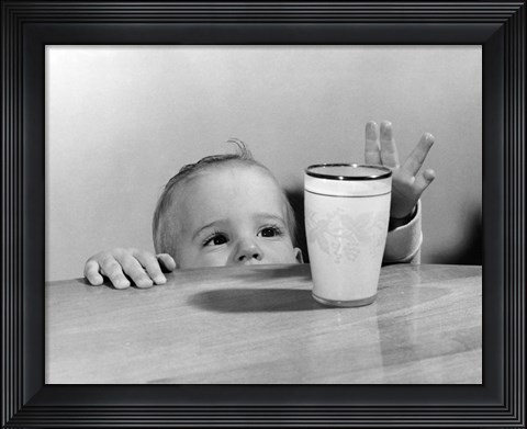 Framed 1950s Toddler Reaching Up Print