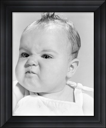 Framed 1950s 1960s Baby Face Expression Angry Sad Retr0 Print