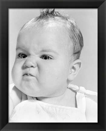 Framed 1950s 1960s Baby Face Expression Angry Sad Retr0 Print