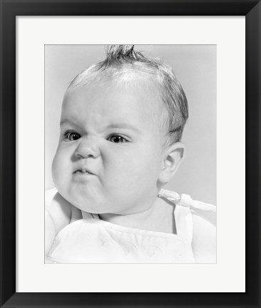 Framed 1950s 1960s Baby Face Expression Angry Sad Retr0 Print