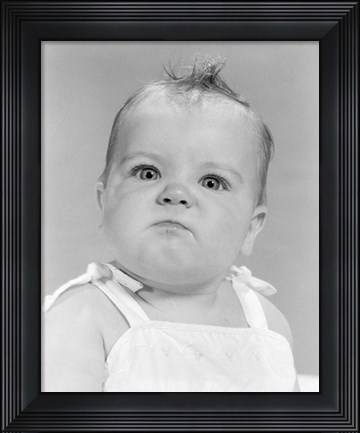 Framed 1950s 1960s Portrait Baby Angry Print
