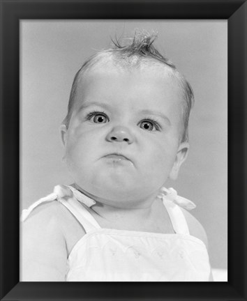 Framed 1950s 1960s Portrait Baby Angry Print