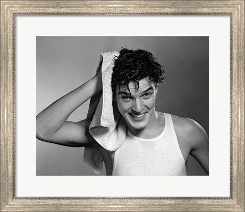 Framed 1950s Man Drying Hair Print