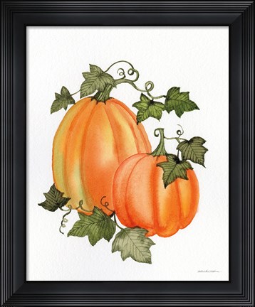 Framed Pumpkin and Vines I Print