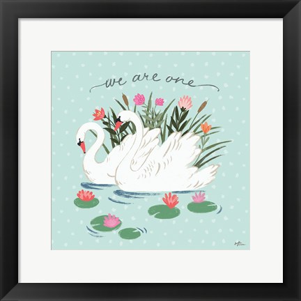 Framed Swan Lake III Mint Print