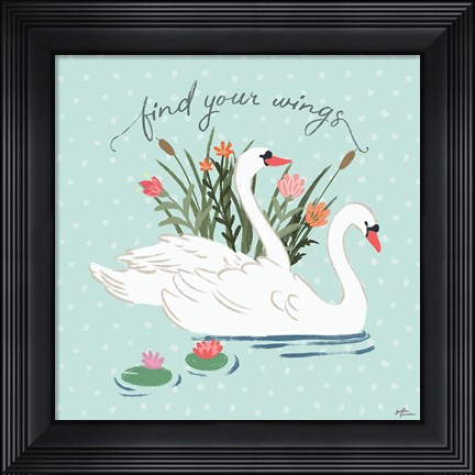 Framed Swan Lake II Mint Print