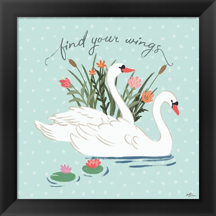 Framed Swan Lake II Mint Print