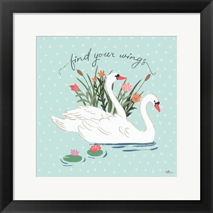 Framed Swan Lake II Mint Print