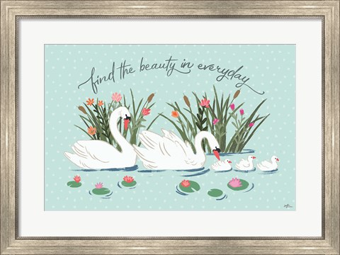 Framed Swan Lake I Mint Print