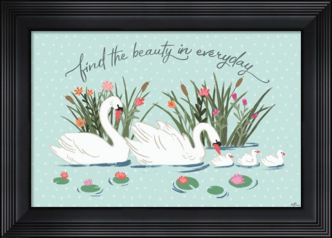 Framed Swan Lake I Mint Print