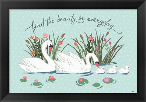 Framed Swan Lake I Mint Print