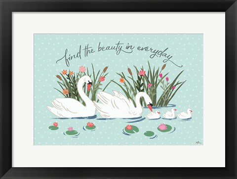 Framed Swan Lake I Mint Print