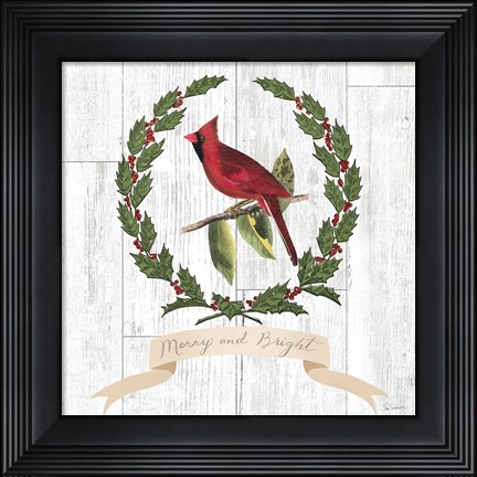 Framed Joyful Tidings VIII on Distressed Wood Print