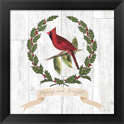 Framed Joyful Tidings VIII on Distressed Wood Print