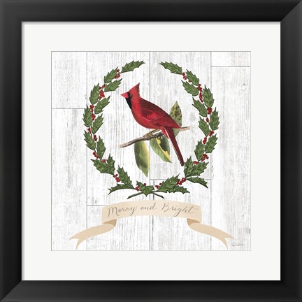 Framed Joyful Tidings VIII on Distressed Wood Print