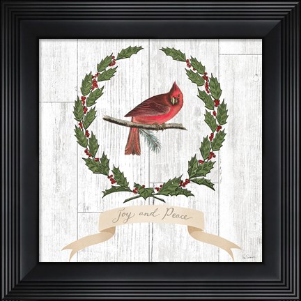 Framed Joyful Tidings VII on Distressed Wood Print