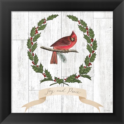 Framed Joyful Tidings VII on Distressed Wood Print