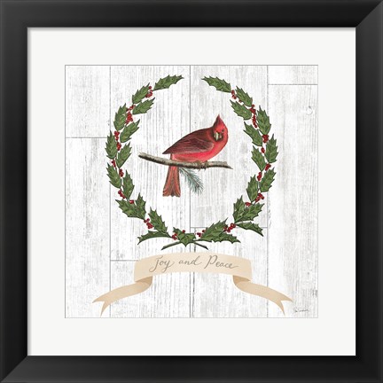 Framed Joyful Tidings VII on Distressed Wood Print