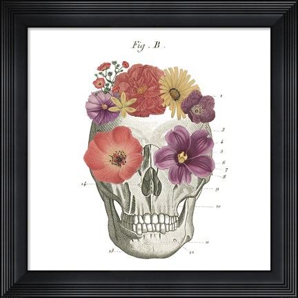 Framed Floral Skull II Print