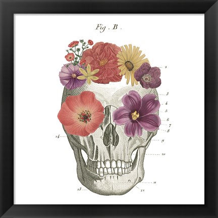 Framed Floral Skull II Print