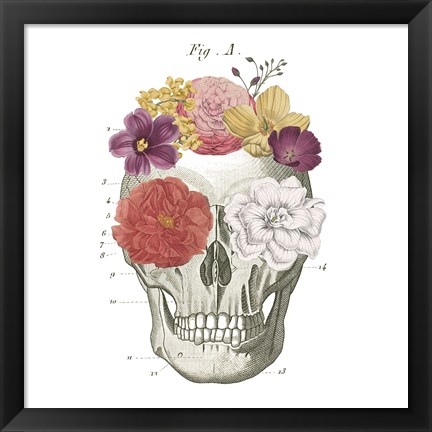 Framed Floral Skull I Print