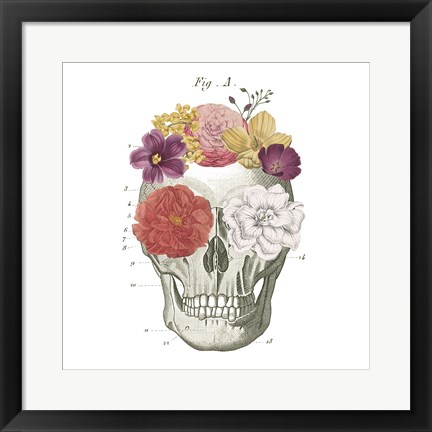 Framed Floral Skull I Print