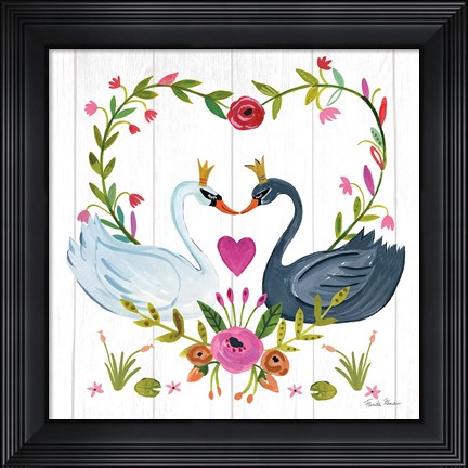 Framed Swan Love III Print