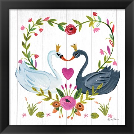 Framed Swan Love III Print