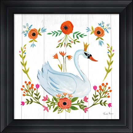 Framed Swan Love I Print