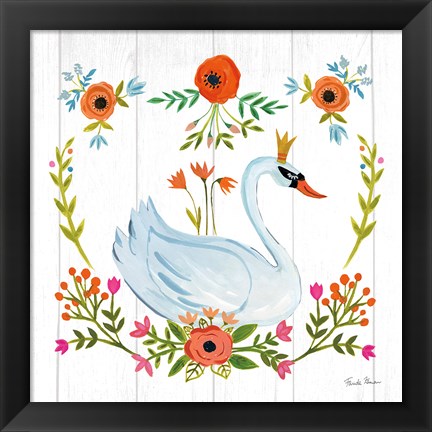 Framed Swan Love I Print