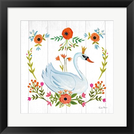 Framed Swan Love I Print