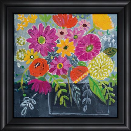 Framed Folk Floral I Print