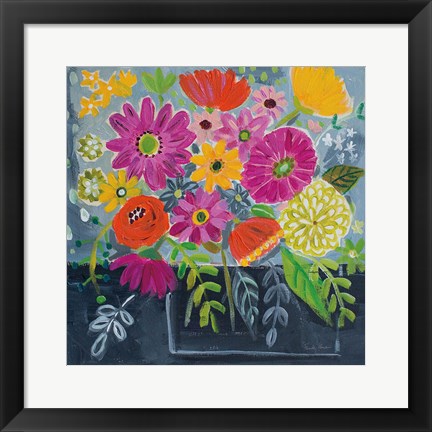 Framed Folk Floral I Print