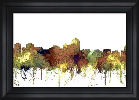 Framed Albuquerque New Mexico Skyline - Safari Buff Print